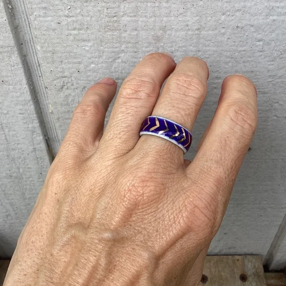 NEW Anthropologie porcelain RING gold paint handmade BAND 7.5